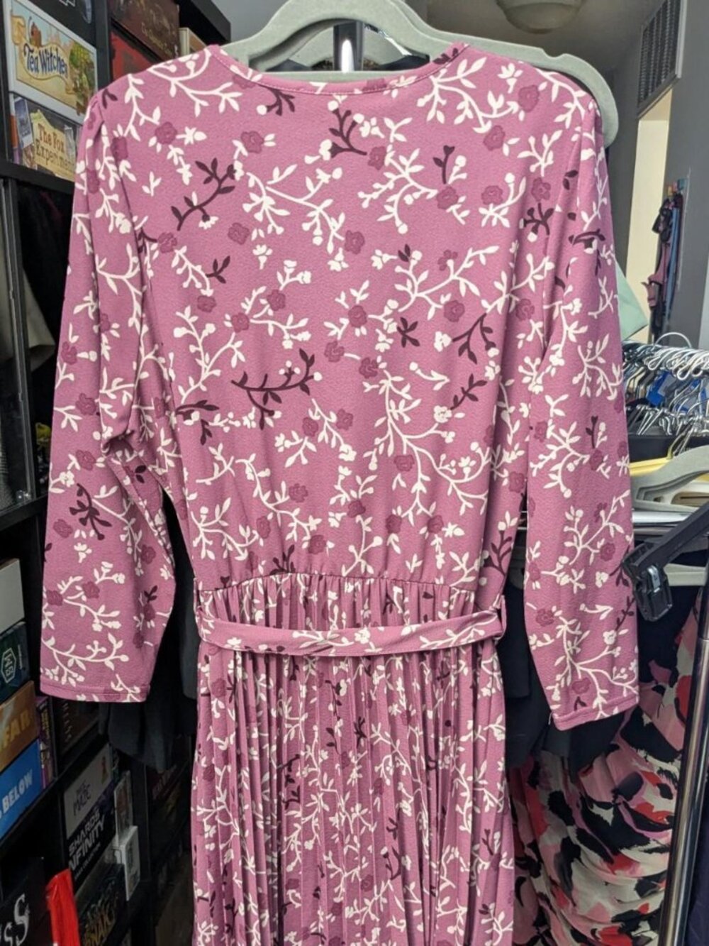 Lark + Grey Purple Floral Long Sleeve Dress Size XL - Picture 6 of 8